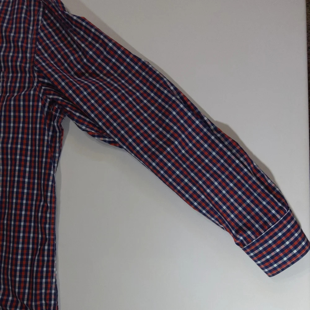 Banana Republic Mens Button Down XL Red Blue Gingham‎ Tailored Slim Fit Preppy